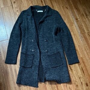 Women's Charcoal Double-Breasted Cardigan